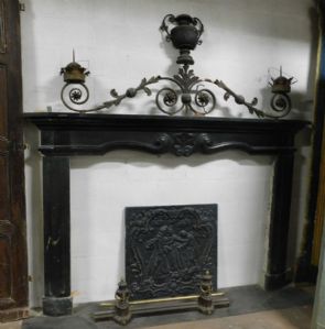 chm528 black marble fireplace, dimensions cm w 232 x h 153 cm